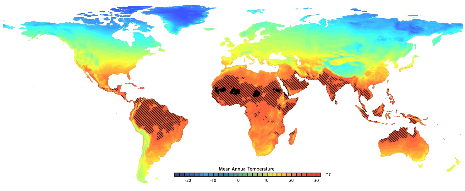 Global map of temperatures by 2070.